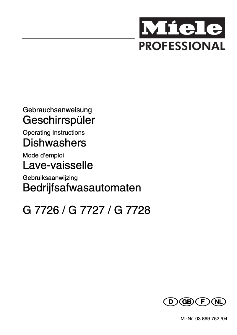 Página 1 del manual Manual de usuario Miele G 7727