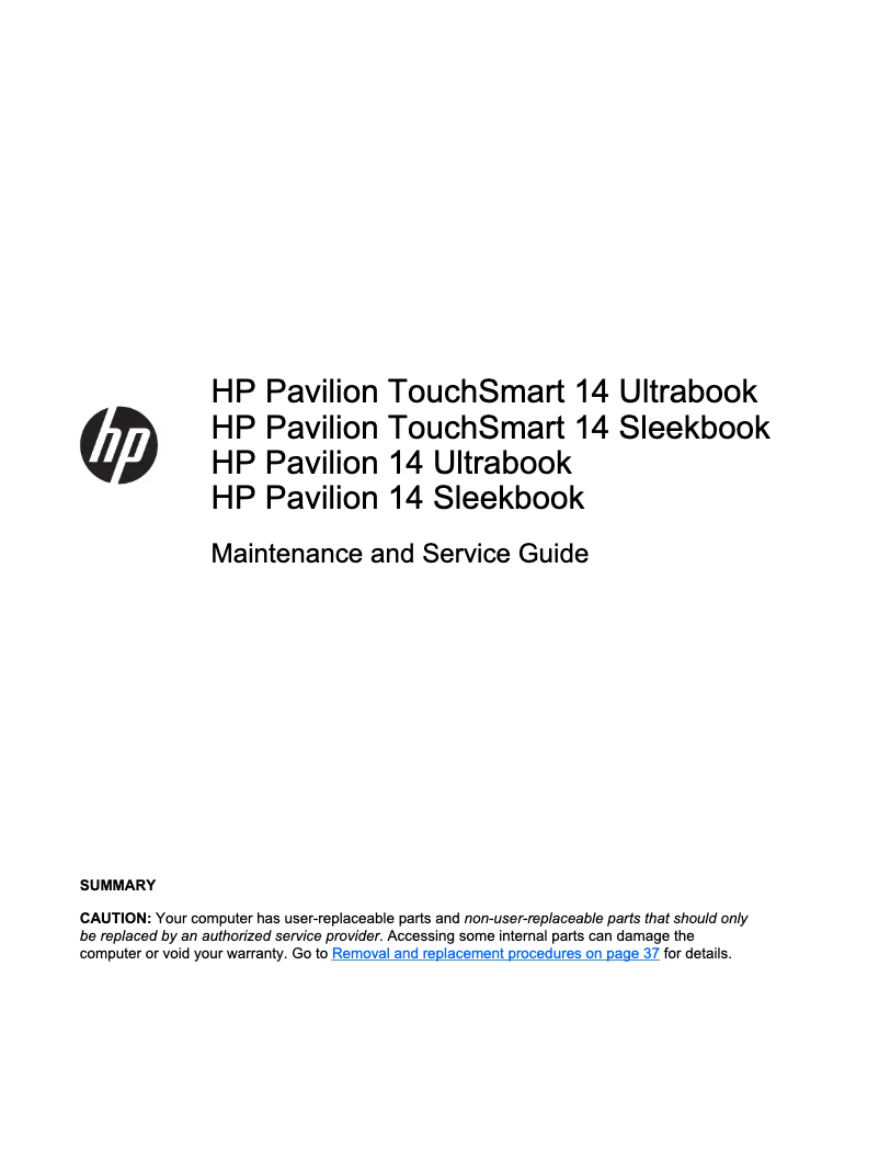 Página 1 del manual Manual de usuario HP Pavilion TouchSmart 14