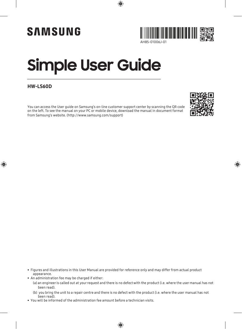Imagen de la primera página del manual del dispositivo HW-LS60D