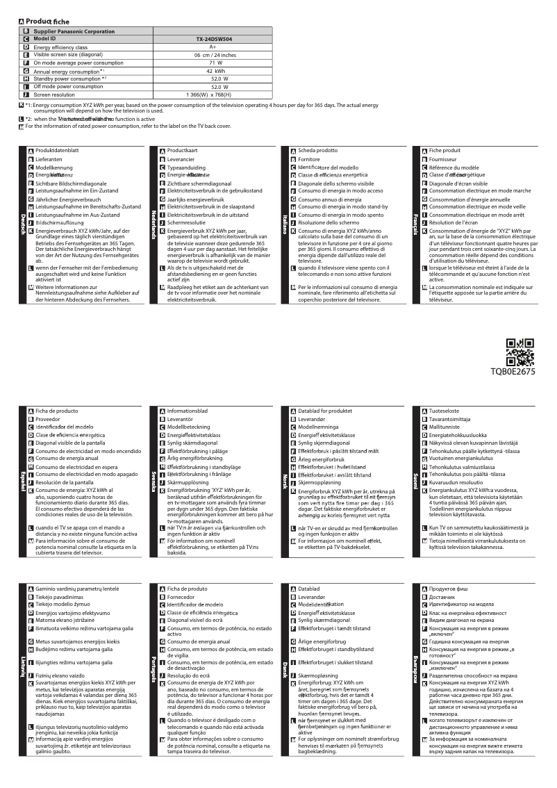 Página 1 del manual Manual de usuario Panasonic TX-24DSW504
