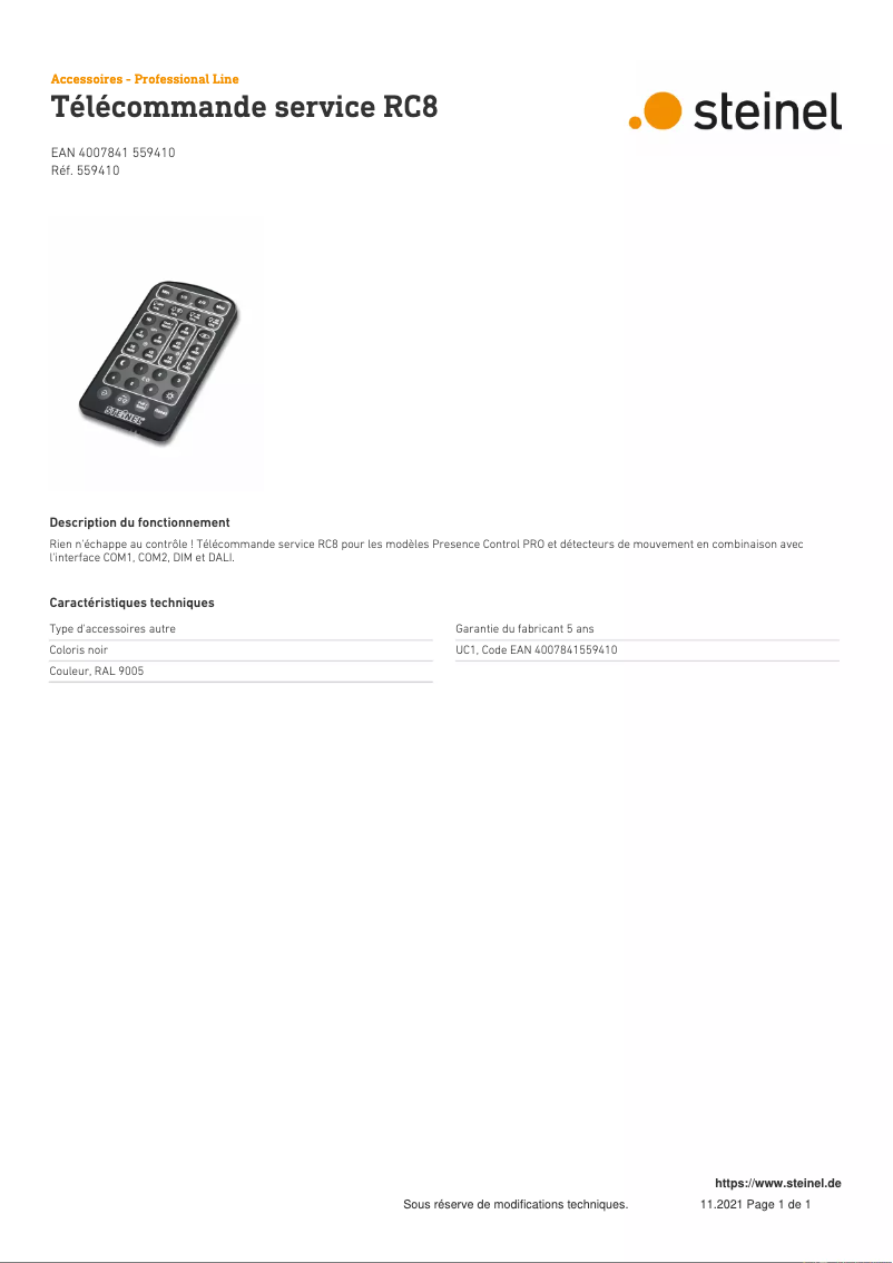 Imagen de la primera página del manual del dispositivo RC8