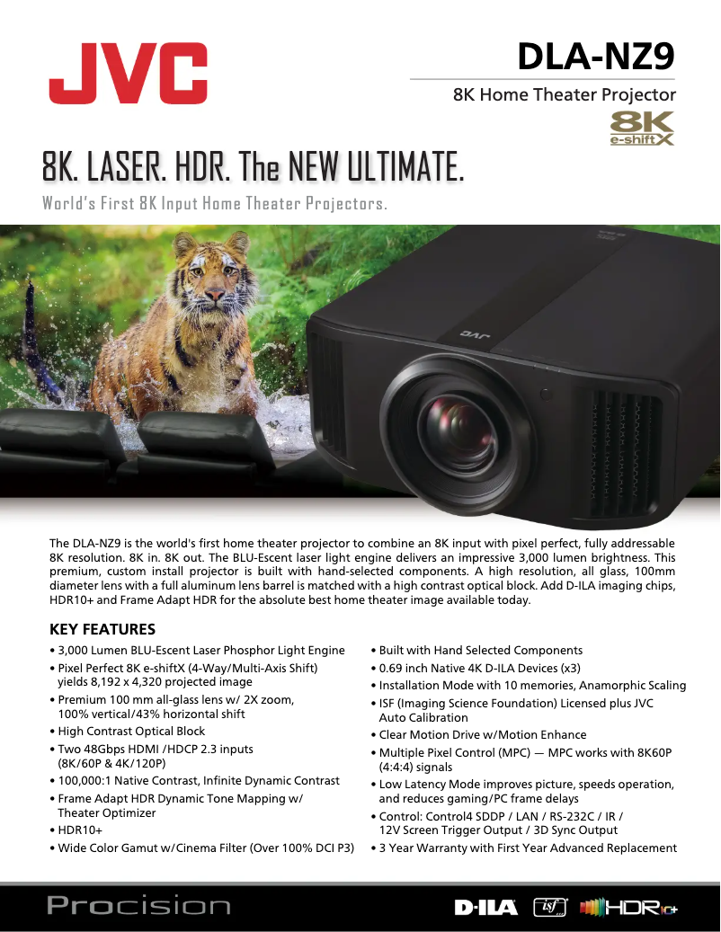 Página 1 del manual Ficha técnica JVC DLA-NZ9