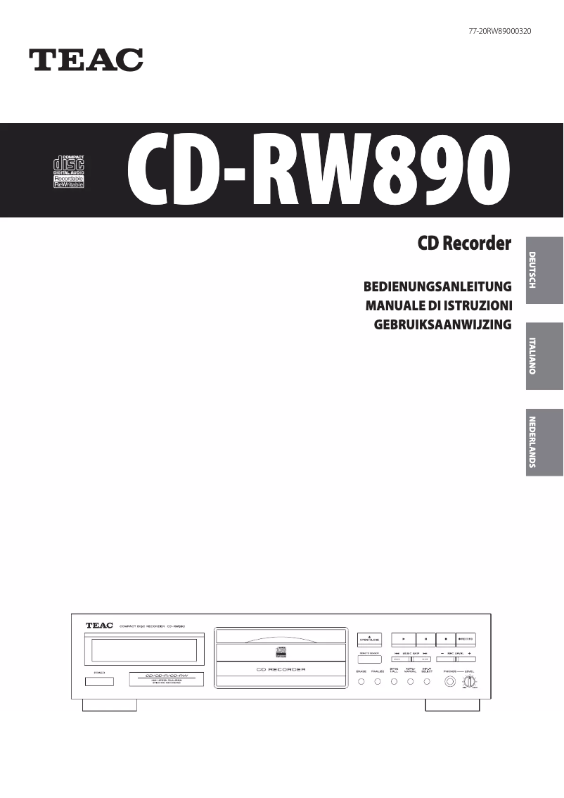 Página 1 del manual Manual de usuario Teac CD-RW980
