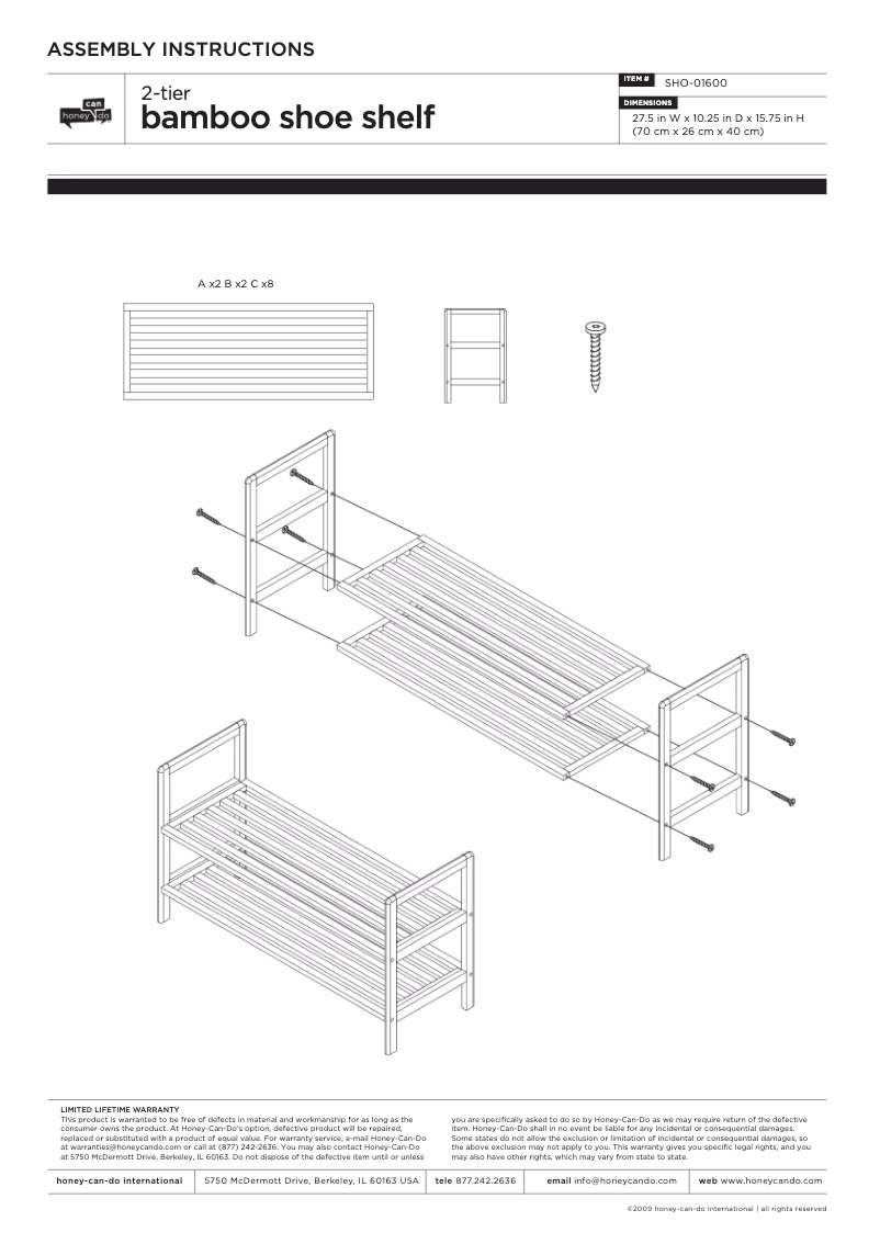 Imagen de la primera página del manual del dispositivo SHO-01600