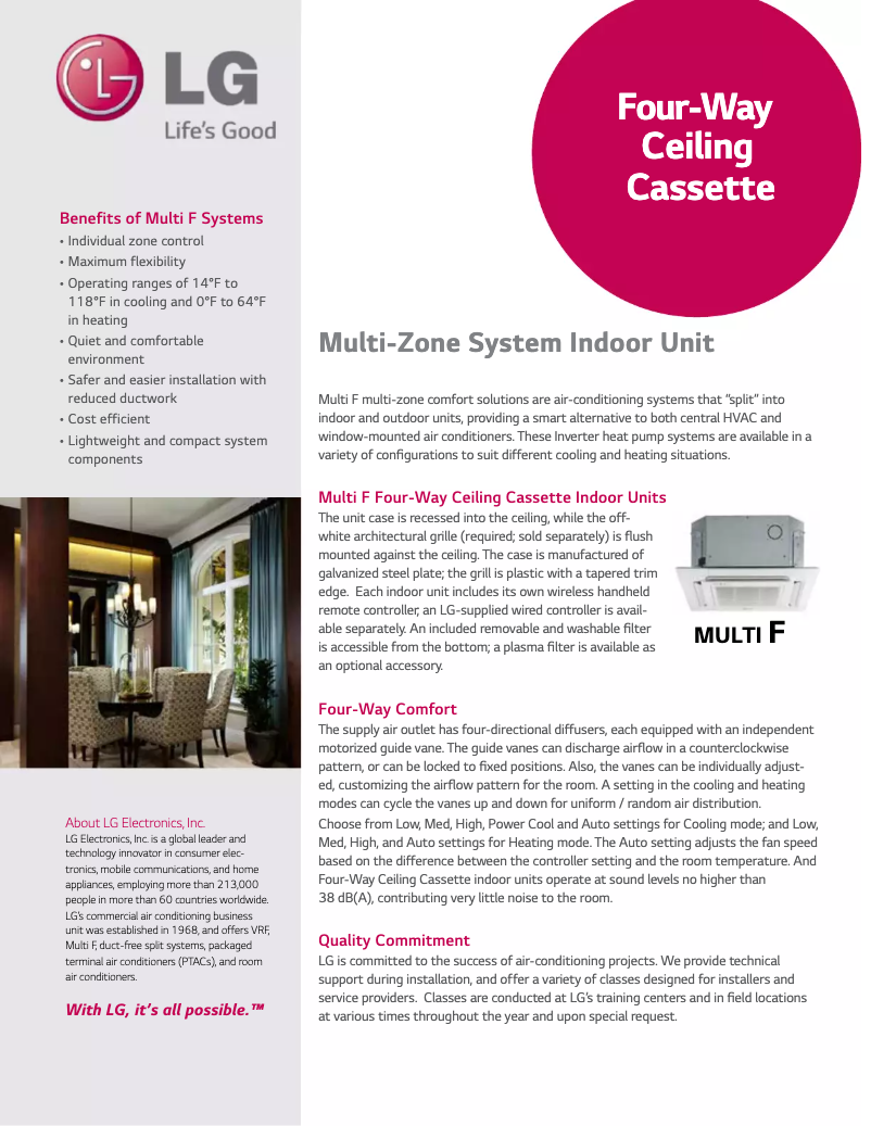 Página 1 del manual Ficha técnica LG LMCN185HV
