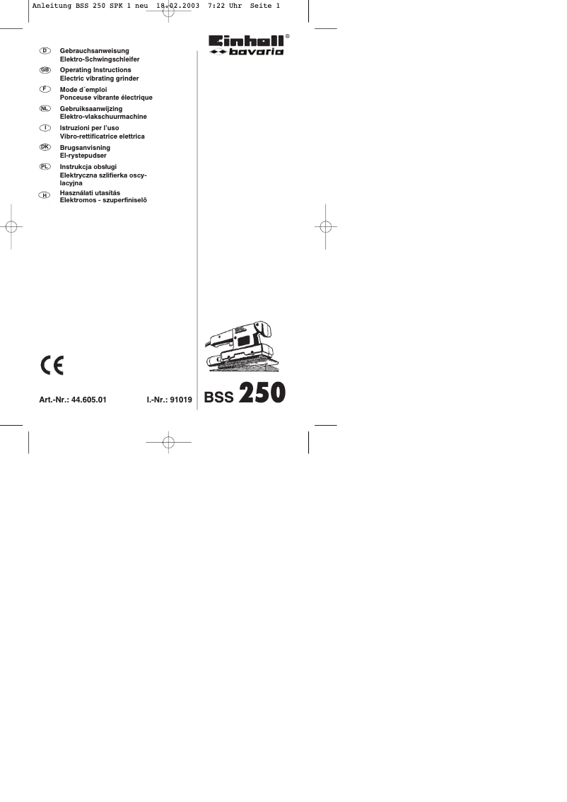 Página 1 del manual Manual de usuario Einhell Bavaria BSS 250
