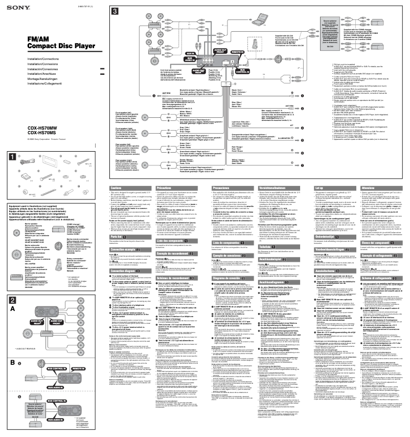 Imagen de la primera página del manual del dispositivo CDX-HS70MW