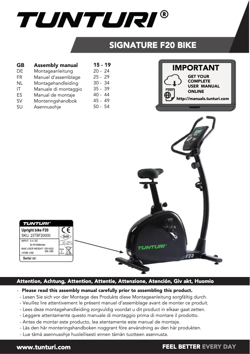 Imagen de la primera página del manual del dispositivo Signature F20
