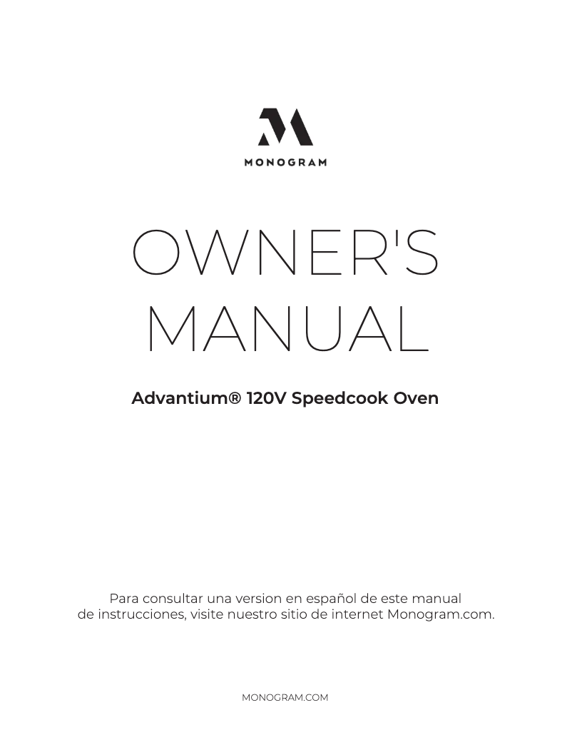 Página 1 del manual Manual de uso y mantenimiento Monogram ZSA1202PSS