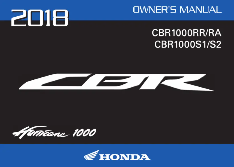 Imagen de la primera página del manual del dispositivo Fireblade CBR1000 (2018)