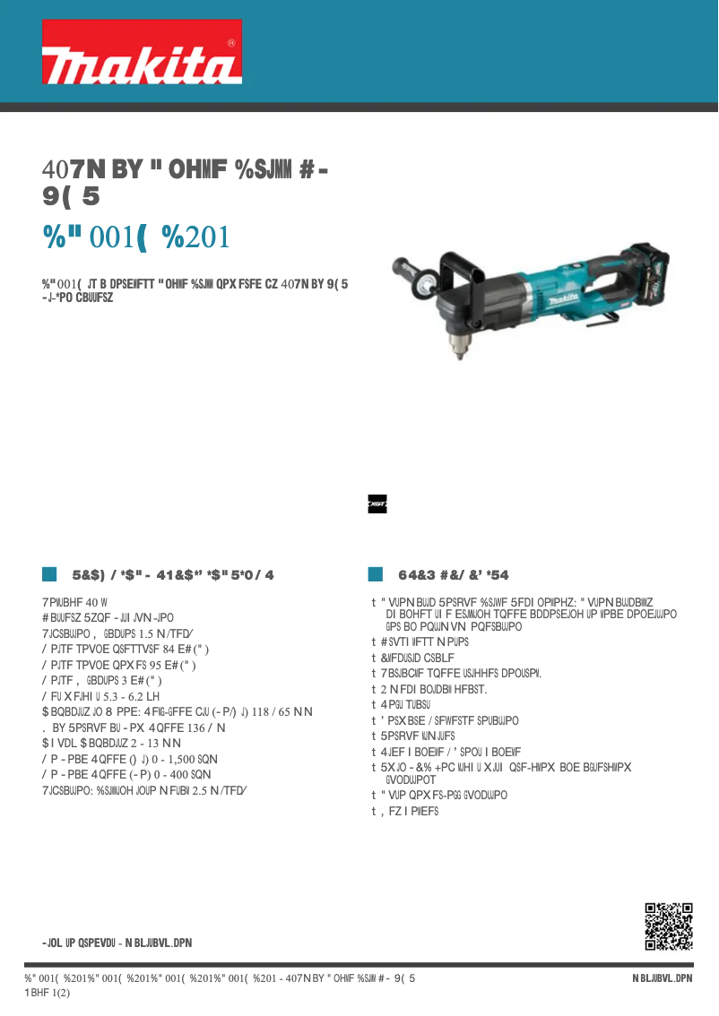Página 1 del manual Ficha técnica Makita DA001G