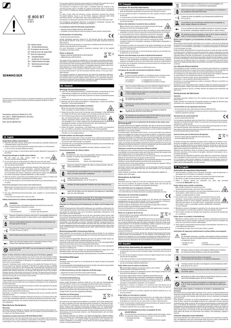 Imagen de la primera página del manual del dispositivo IE 80 S BT