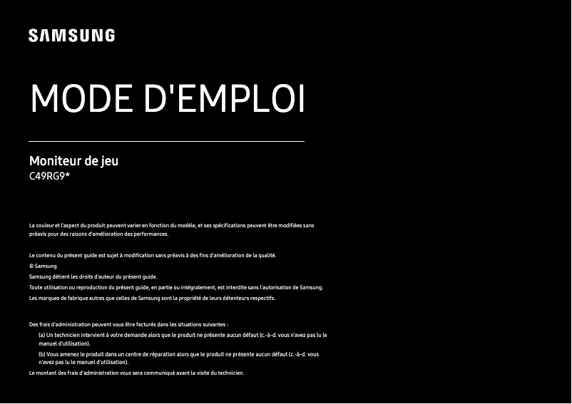 Imagen de la primera página del manual del dispositivo C49RG94SSU