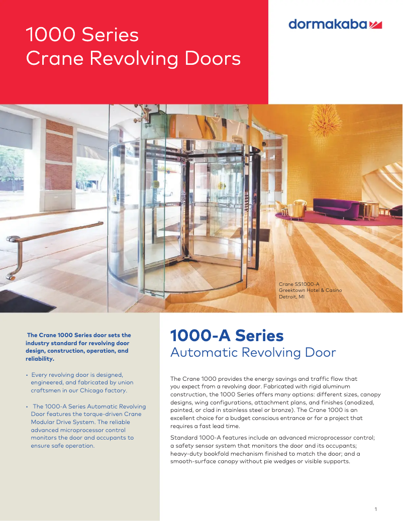 Imagen de la primera página del manual del dispositivo Crane 1000-A