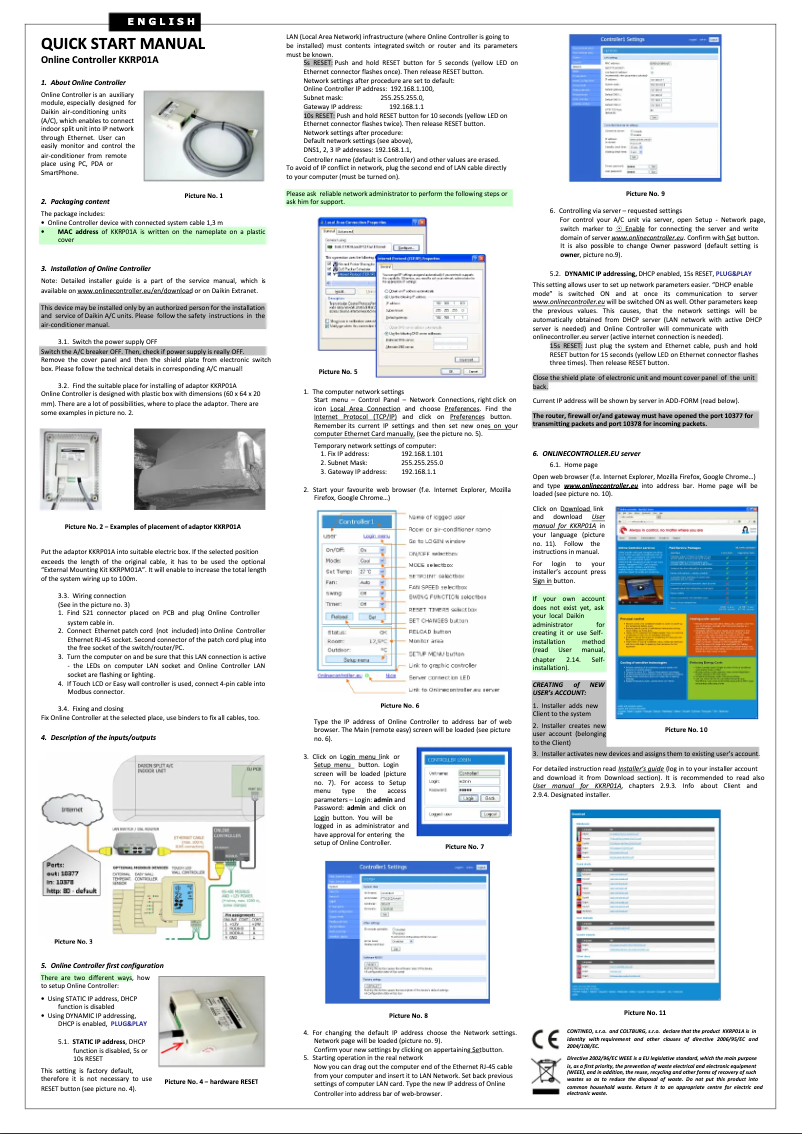 Página 1 del manual Guía de instalación Daikin KKRP01A