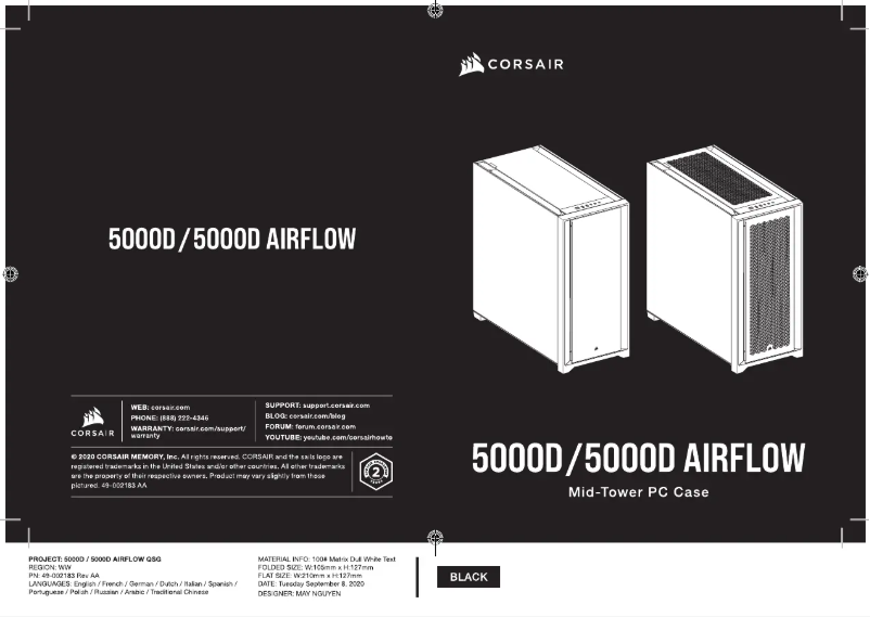 Página 1 del manual Guía de inicio rápido Corsair 5000D