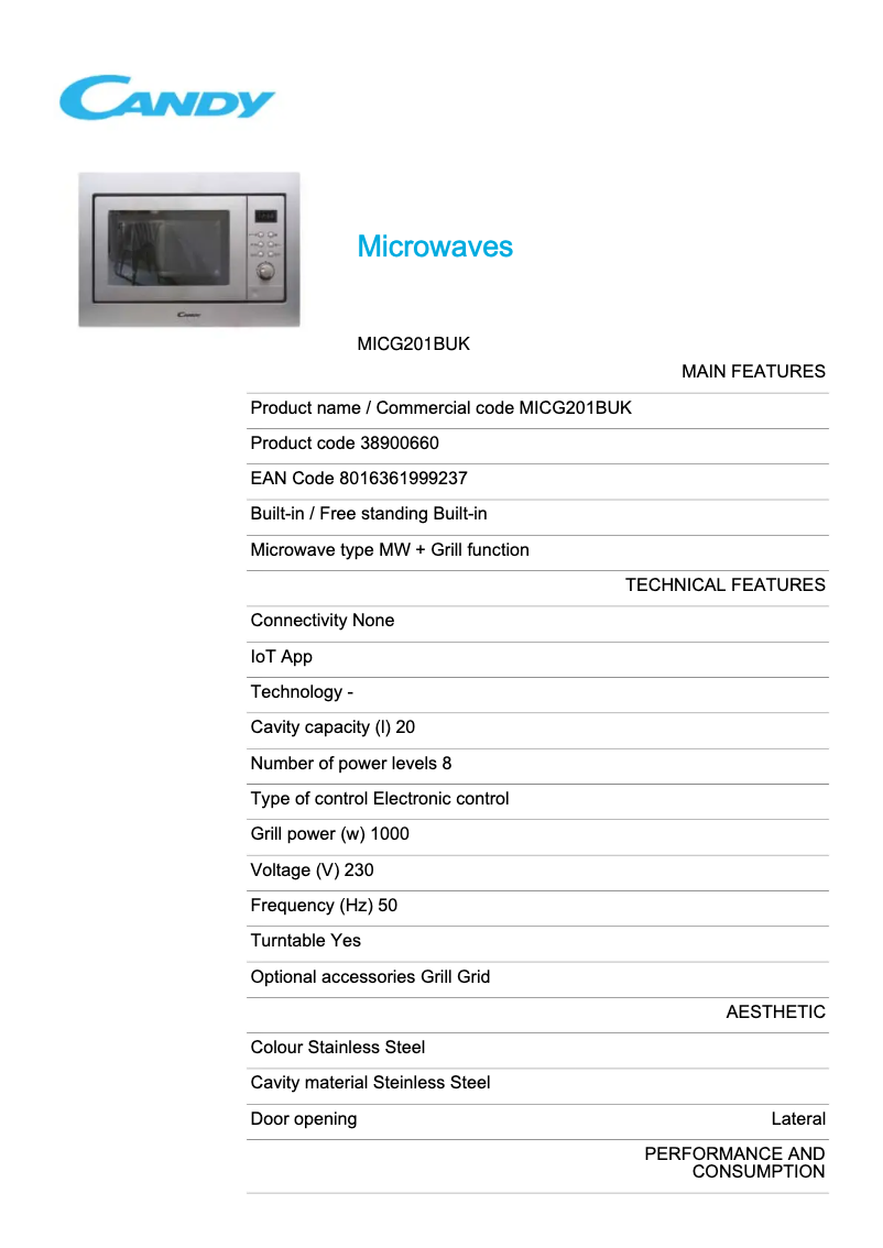 Imagen de la primera página del manual del dispositivo MICG201BUK