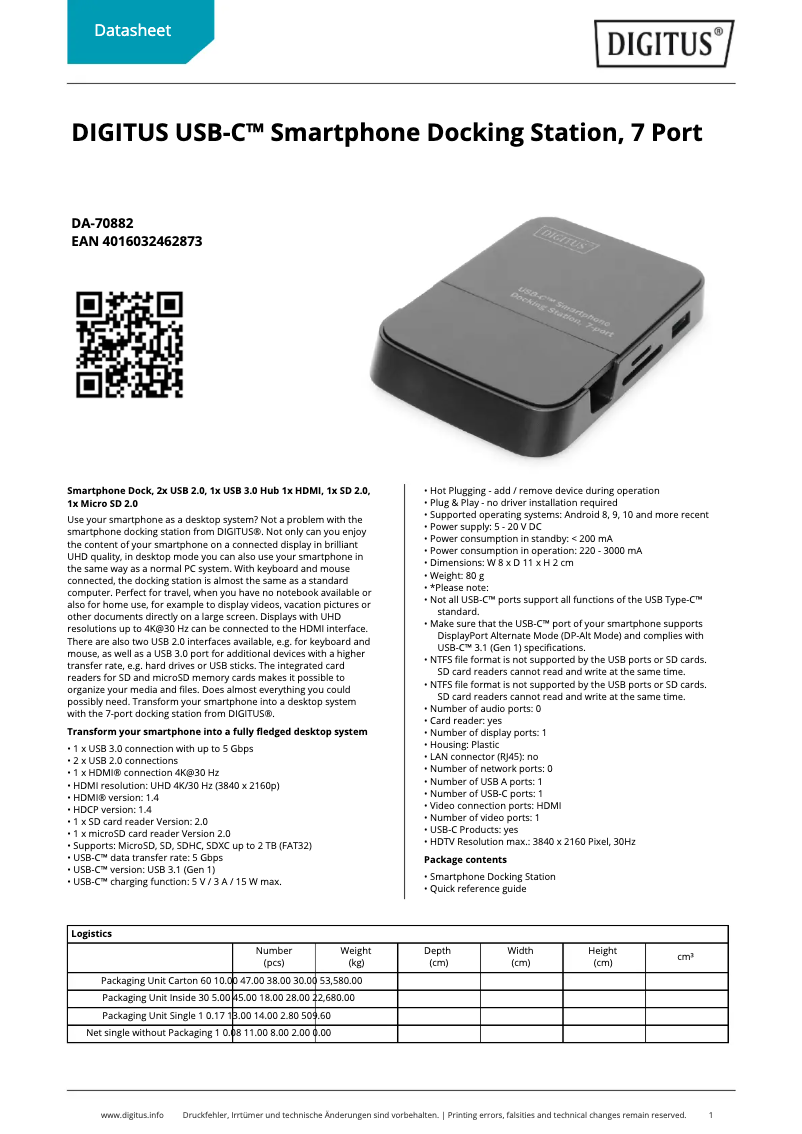 Imagen de la primera página del manual del dispositivo DA-70882