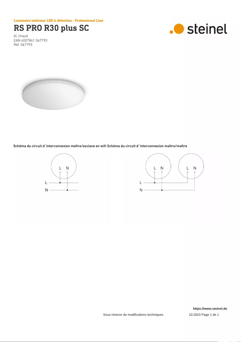 Página 1 del manual Diagrama de cableado Steinel RS PRO R30 Plus SC
