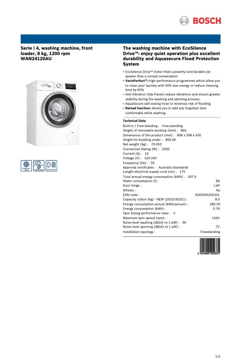 Imagen de la primera página del manual del dispositivo WAN24120AU