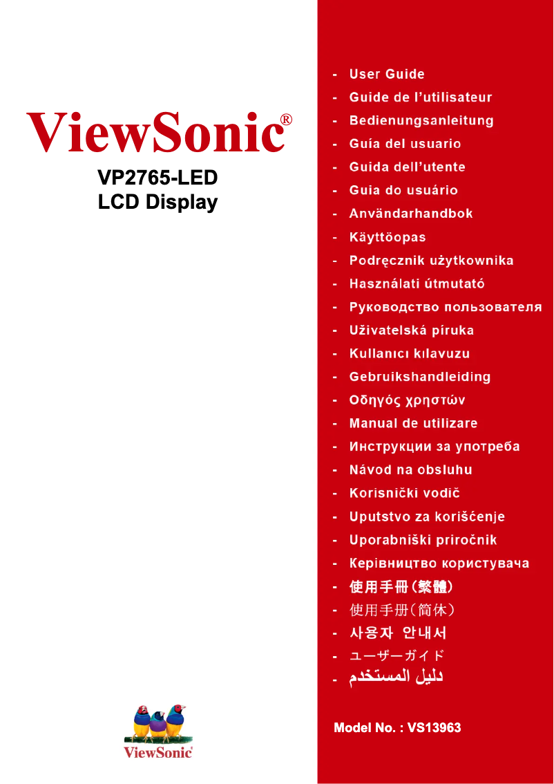 Página 1 del manual Manual de usuario Viewsonic VP2765-LED