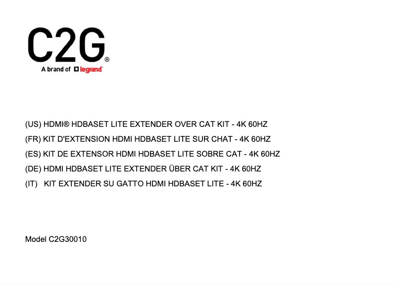 Página 1 del manual Manual de usuario C2G C2G30010