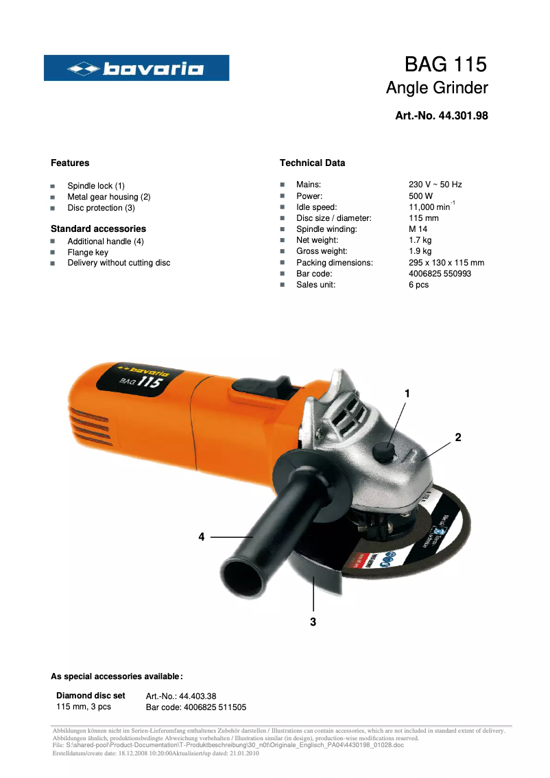 Página 1 del manual Manual de usuario Bavaria by Einhell BAG 115