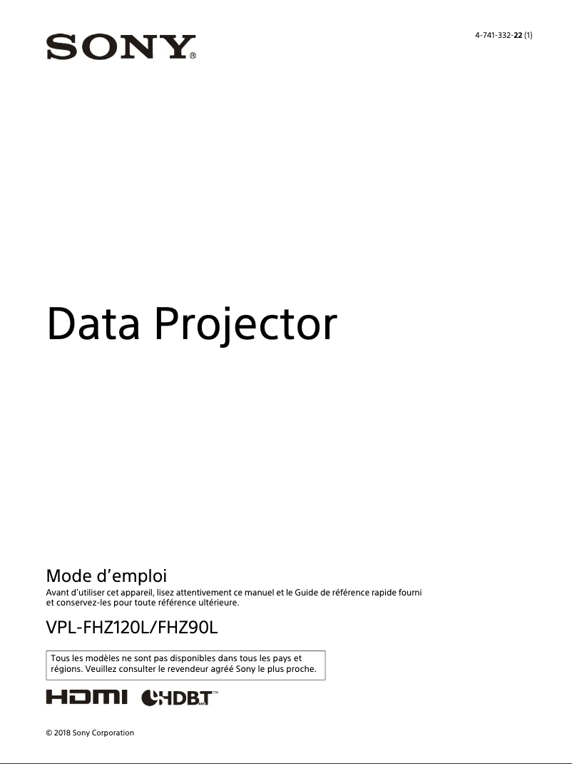 Página 1 del manual Manual de instrucciones Sony VPL-FHZ90L
