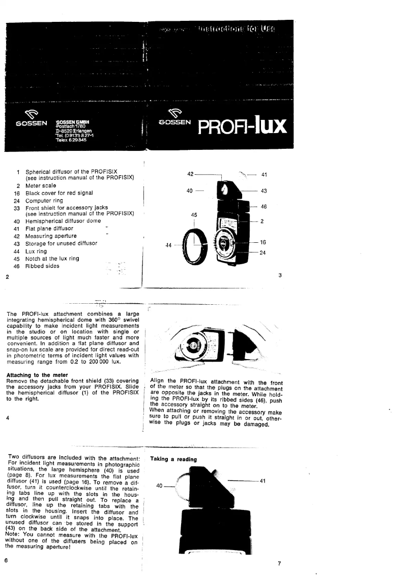 Imagen de la primera página del manual del dispositivo PROFI-LUX