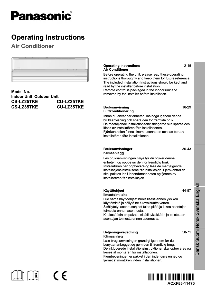 Página 1 del manual Manual de usuario Panasonic CU-LZ35TKE
