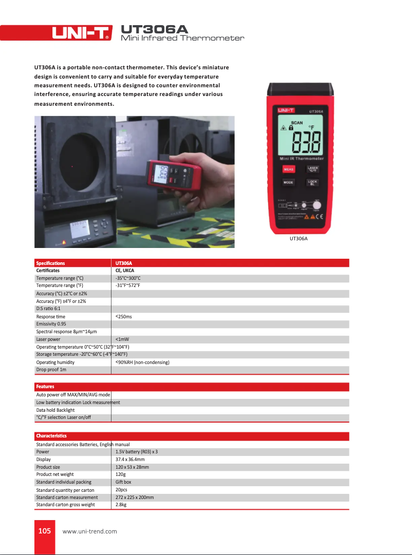 Imagen de la primera página del manual del dispositivo UT306A