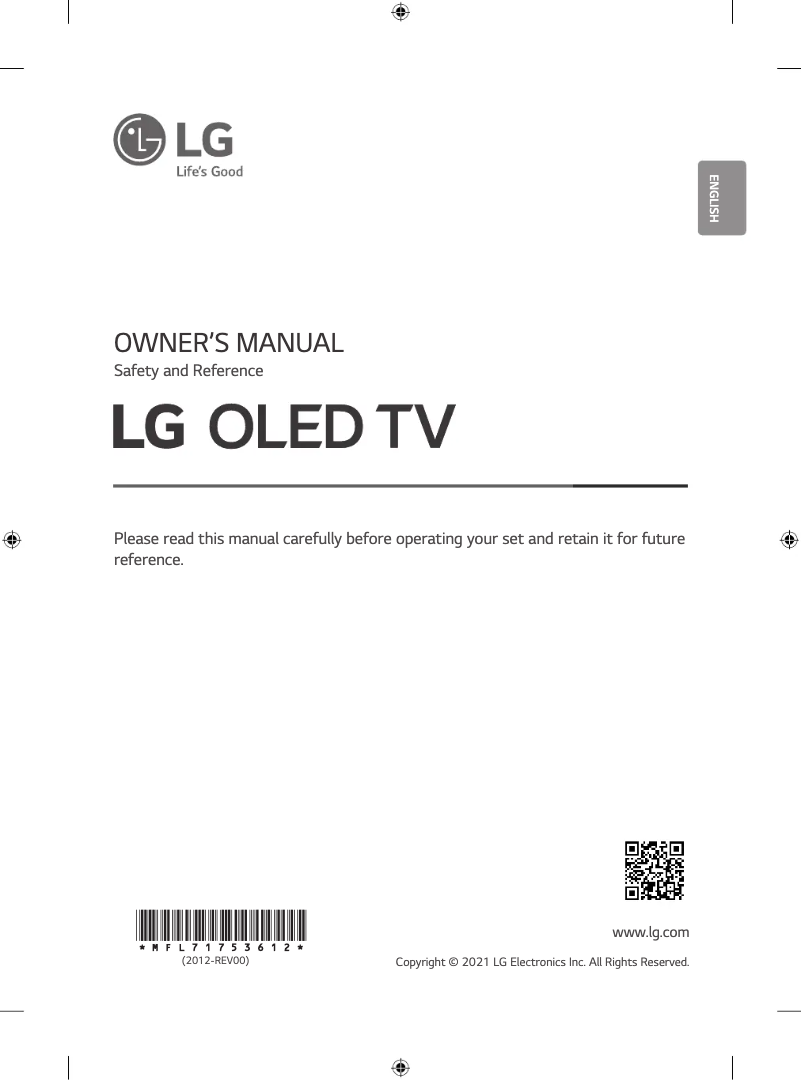 Imagen de la primera página del manual del dispositivo OLED65G1PTA