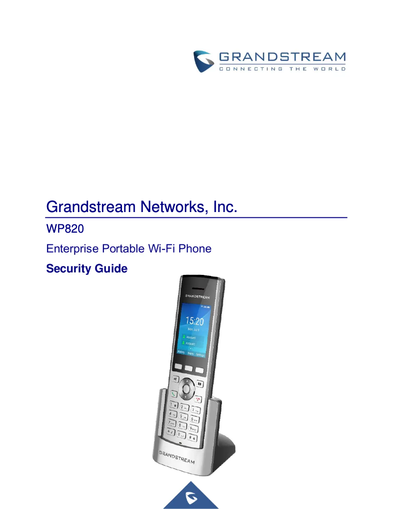 Imagen de la primera página del manual del dispositivo WP820