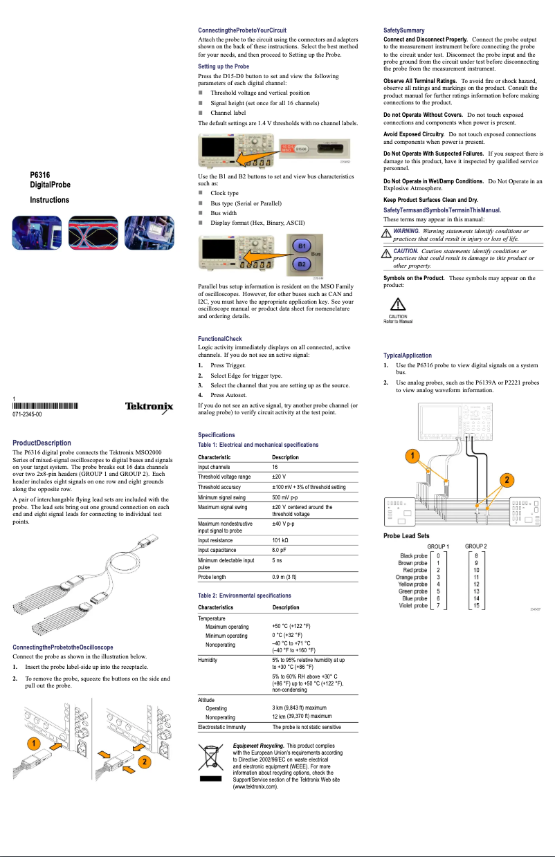 Imagen de la primera página del manual del dispositivo P6316