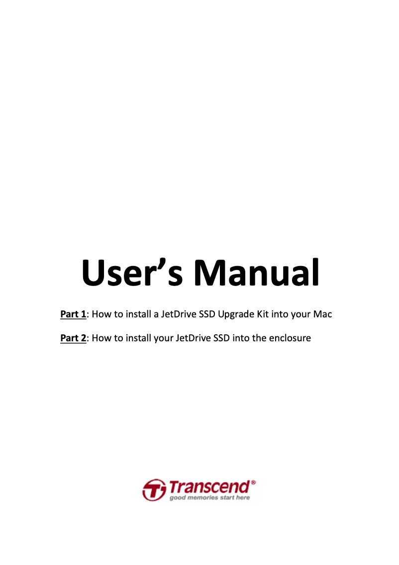 Página nº 1 - Manual de usuario Transcend JetDrive 500