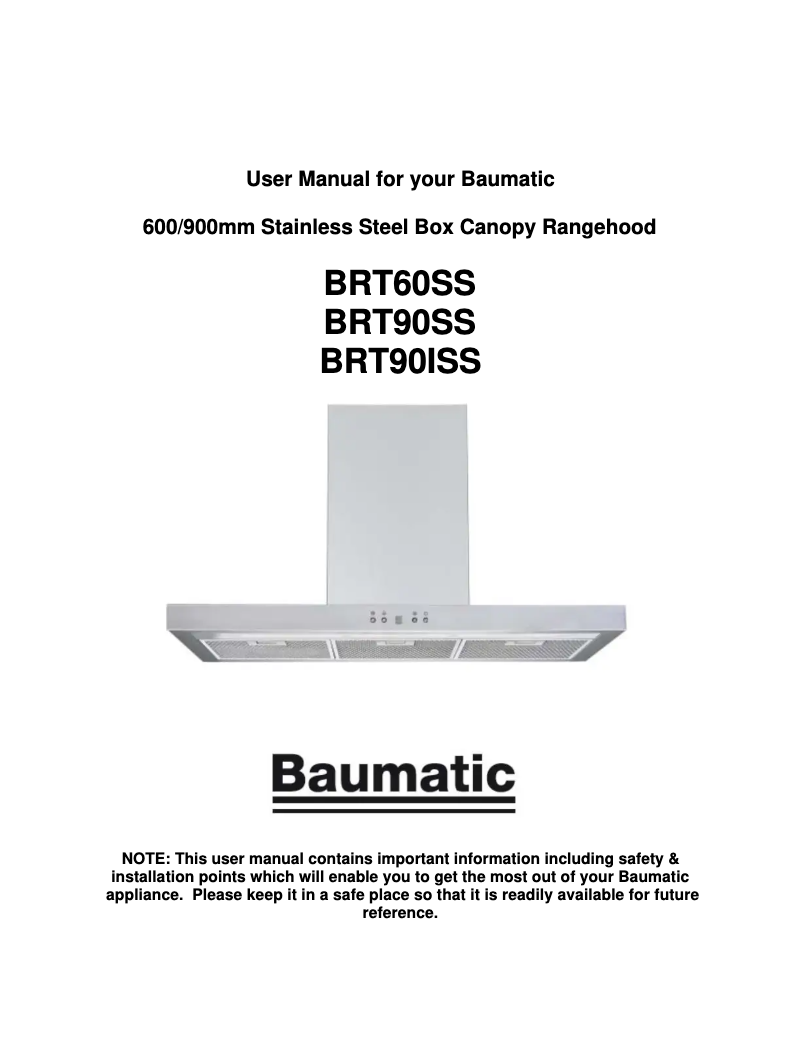 Página 1 del manual Manual de usuario Baumatic BRT60SS