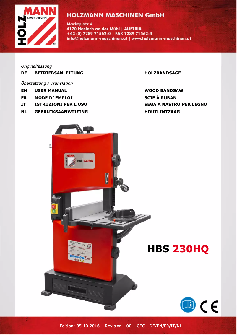 Página 1 del manual Manual de usuario Holzmann HBS 230HQ