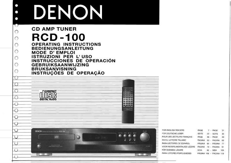Página nº 1 - Manual de usuario Denon RCD-100