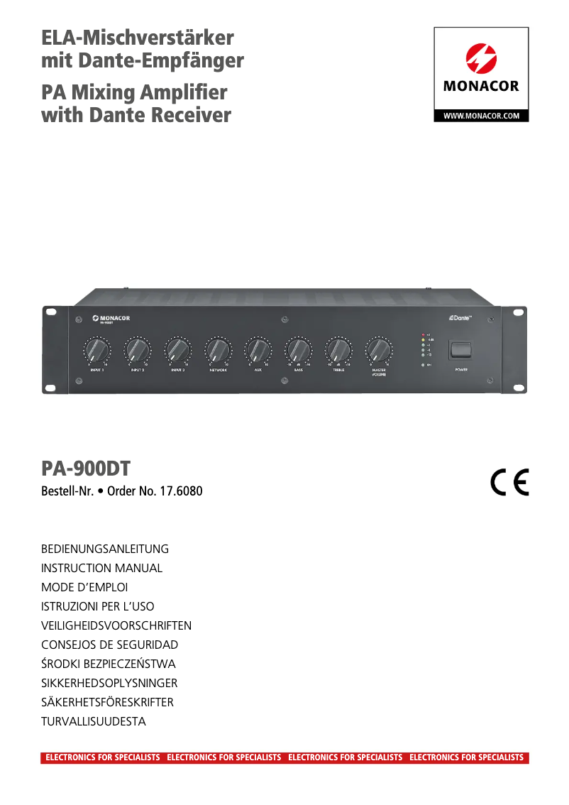 Imagen de la primera página del manual del dispositivo PA-900DT
