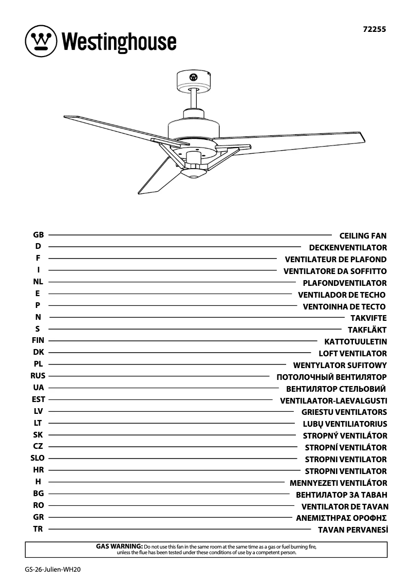 Página 1 del manual Manual de usuario Westinghouse 72255
