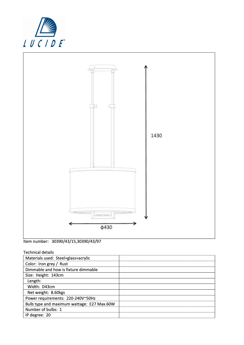 Imagen de la primera página del manual del dispositivo Brunello 30390/43/97