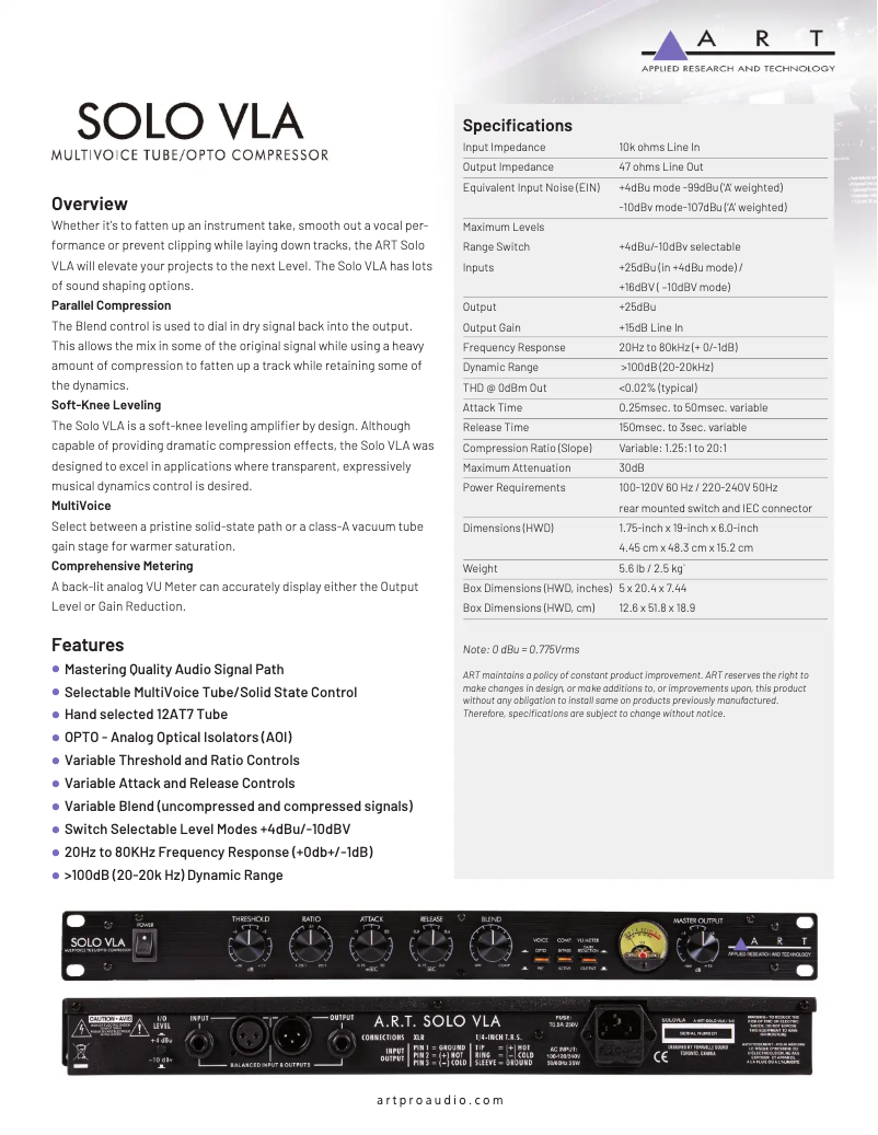 Imagen de la primera página del manual del dispositivo SOLO VLA