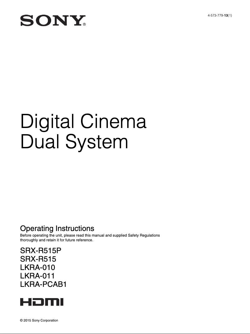 Imagen de la primera página del manual del dispositivo SRX-R515