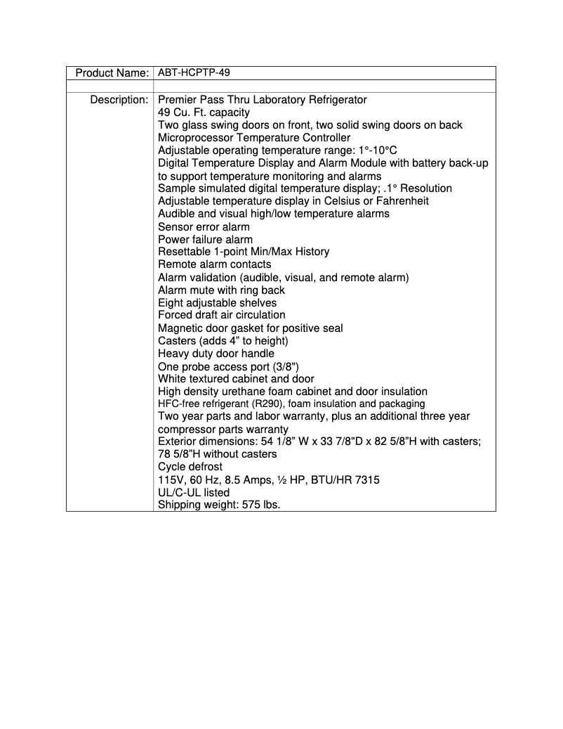 Página nº 1 - Manual de usuario American BioTech Supply ABT-HCPTP-49
