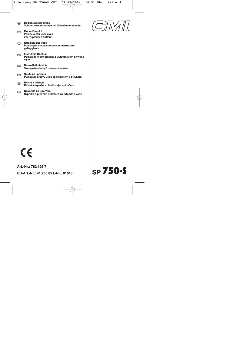 Página 1 del manual Manual de usuario CMI SP 750-S