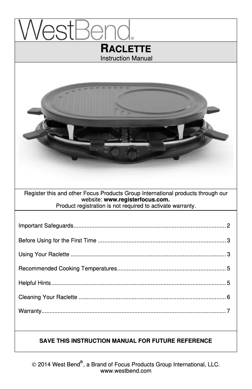 Página 1 del manual Manual de usuario WestBend 6130