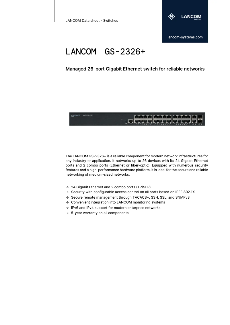 Imagen de la primera página del manual del dispositivo GS-2326+