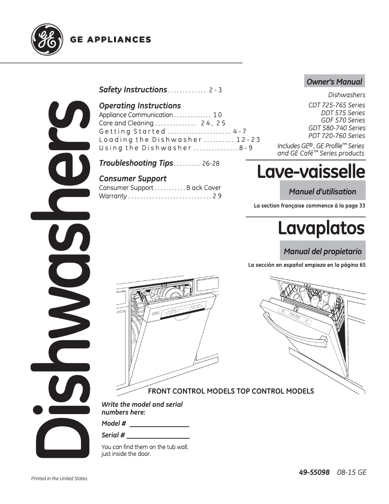 Imagen de la primera página del manual del dispositivo GDT590SSJSS