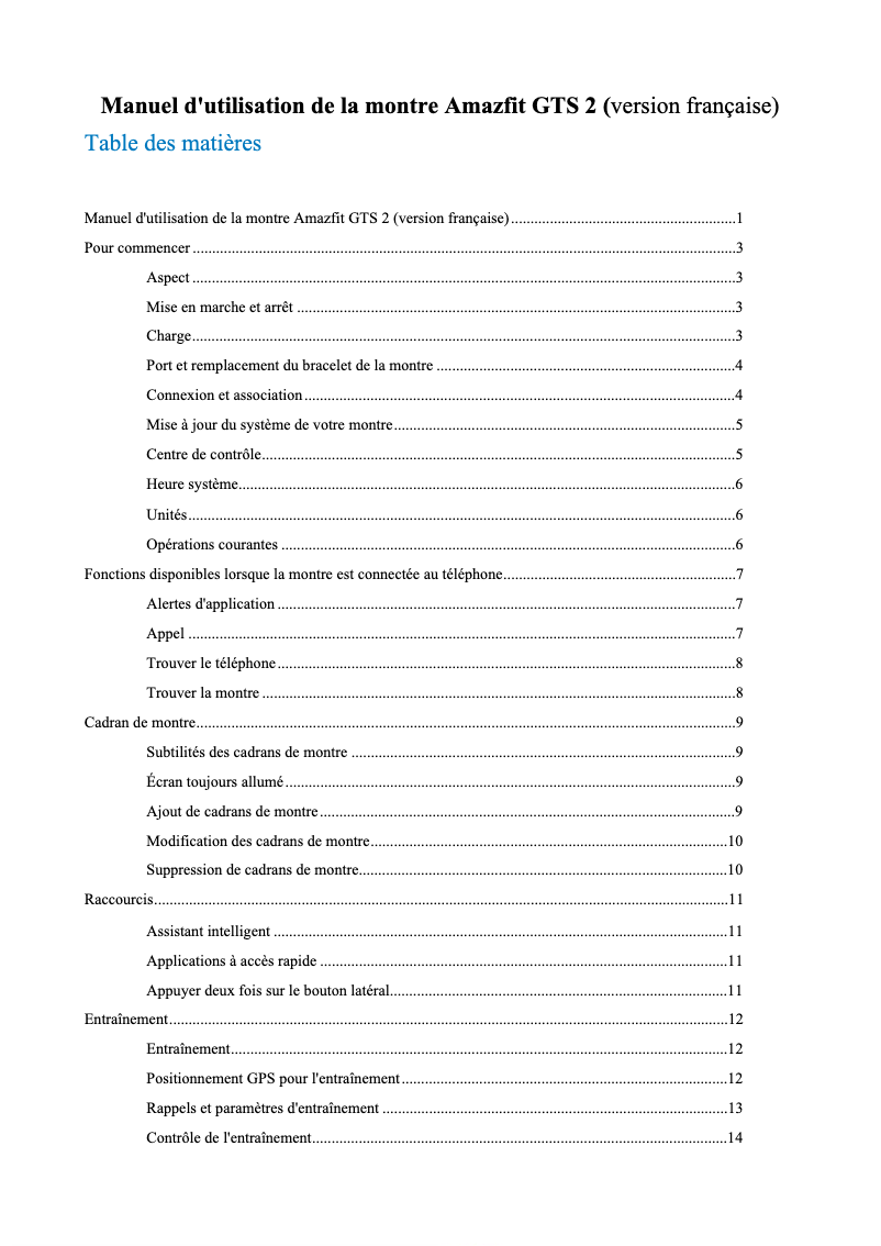 Página 1 del manual Manual de usuario Amazfit GTS 2