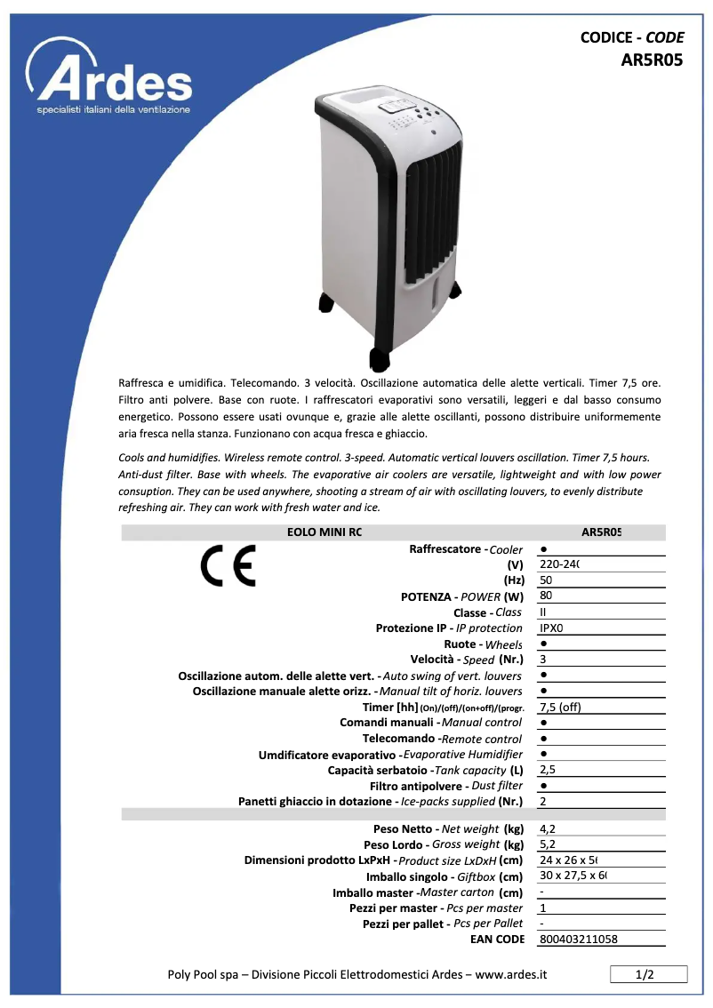 Imagen de la primera página del manual del dispositivo AR5R05